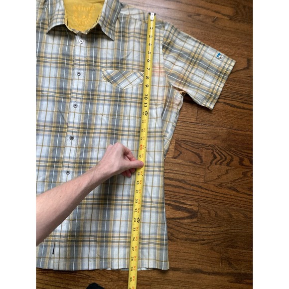 Kuhl Shirt Mens Size Large Textured Plaid Short Sleeve Button Up Hiking Light - Picture 7 of 9
